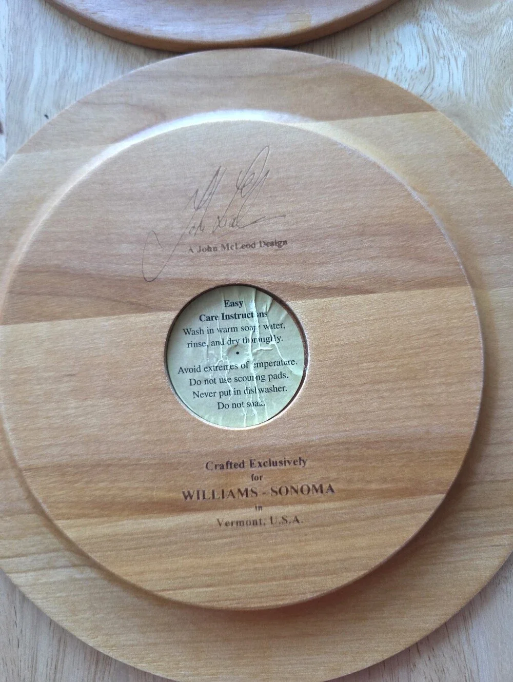 Vintage Williams Sonoma John McLeod Wooden Plates Set 2